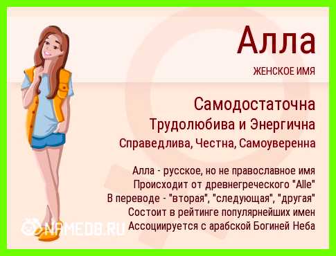 Алла имя значение имени одна женщина, имя которой не
