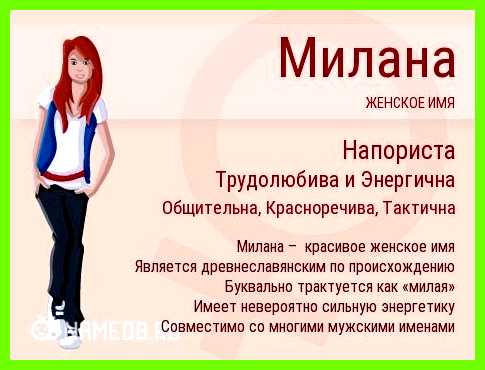 Значение имени мила для девочки for the