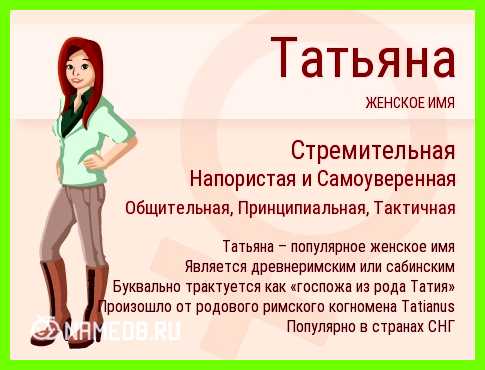 Как переводится имя татьяна Считается, что женщин