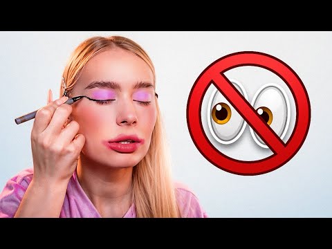 Пробую сделать макияж НЕ ГЛЯДЯ!